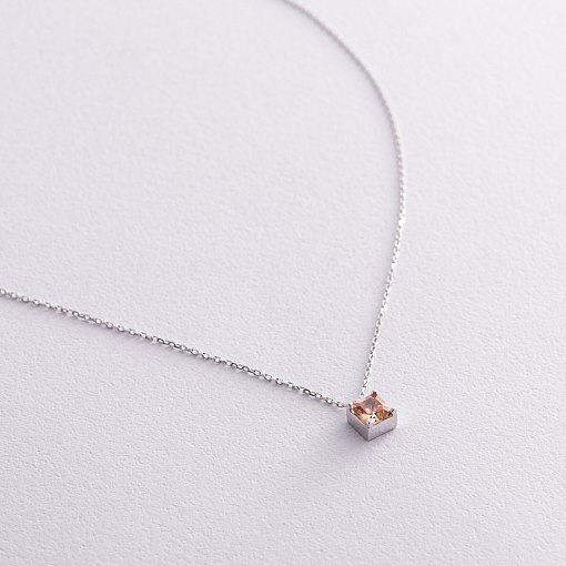 Золотое колье "Альма" (оранжевый фианит) кол02372 5