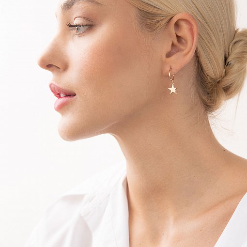 Золотые серьги - пусеты "Звездочки" с07333 2