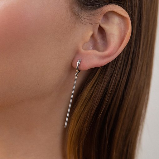 Серьги в белом золоте на английской застежке с08214 3