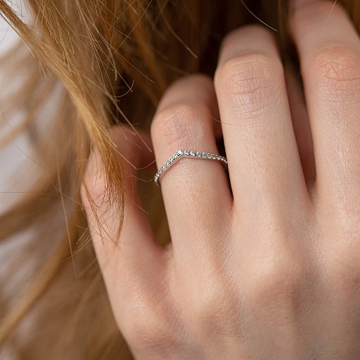 Кольцо "Особенное" с фианитами (белое золото) к07218 2