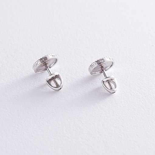 Серьги - пусеты "Цветочки" в белом золоте с06919 3