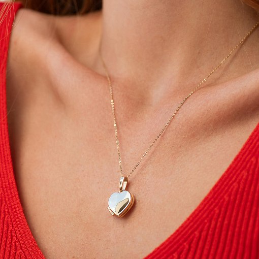 Золотой кулон для фотографии "Сердце" п02848 6