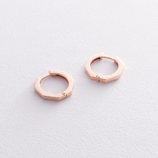 Серьги - кольца "Геометрия" в красном золоте с08571 3