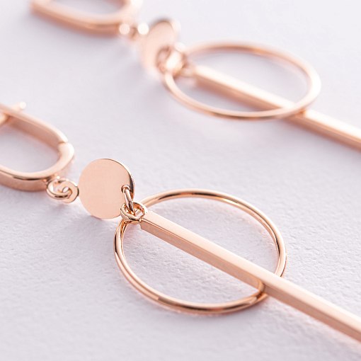 Серьги "Геометрия" в красном золоте с08152 2