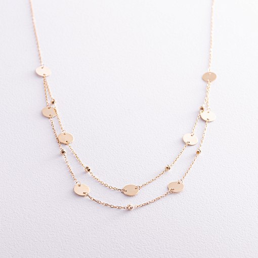 Двойное колье "Монетки" из желтого золота кол01874 2