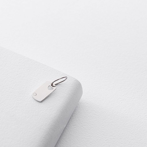 Кулон "Сердечко" для гравировки (белое золото) п03268