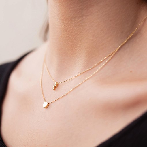 Двойное золотое колье "Молния и сердечко" кол02311 4