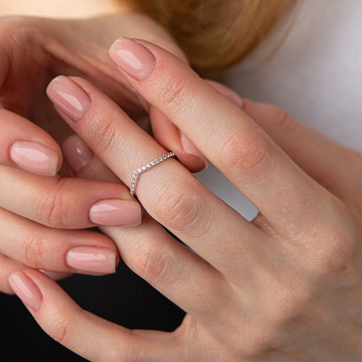 Кольцо "Особенное" с фианитами (белое золото) к07218 8