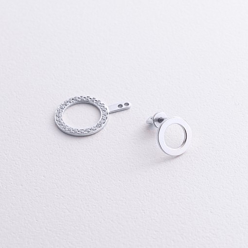 Серьги - джекеты "Sophia" в белом золоте (фианиты) с09094 6