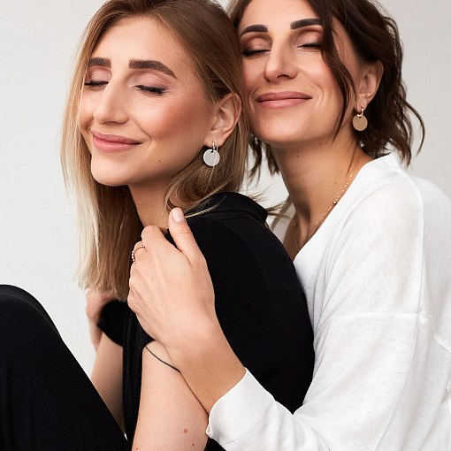 Серьги Большие монетки в белом золоте с06508 8