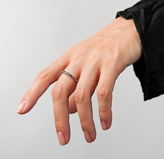 Золота каблучка з чорними діамантами кб0657ca №2