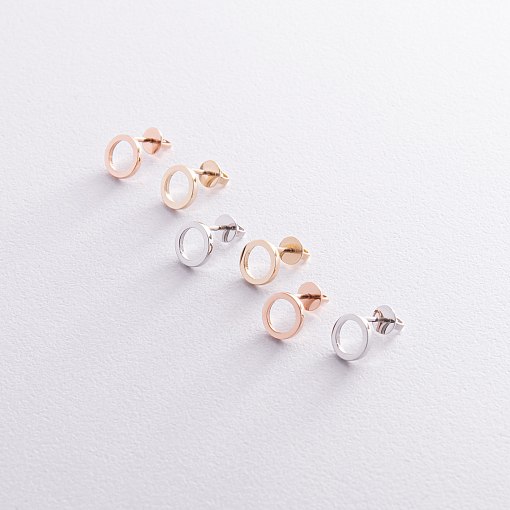 Серьги - пусеты "Круговорот" в белом золоте с08305 6