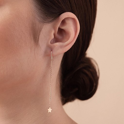 Золотые серьги - протяжки "Звездочки" с05282 3