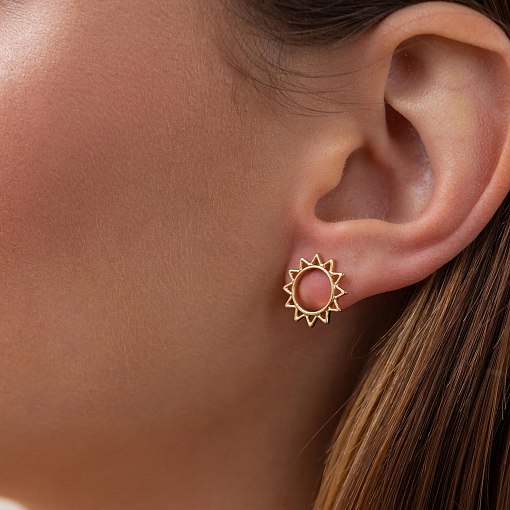Золотые серьги - пусеты "Солнце" с07856 12