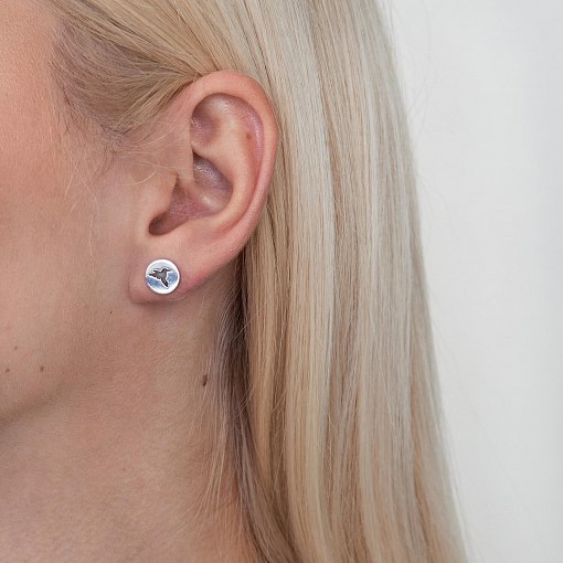 Серьги - пусеты "Колибри" в белом золоте с06704 2