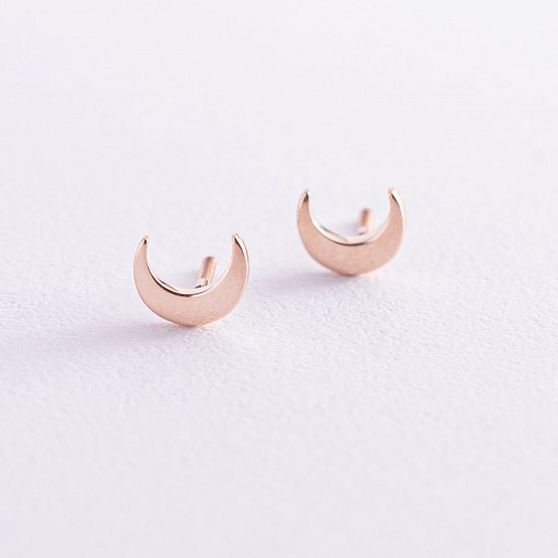 Серьги - пусеты "Луна" в красном золоте с06963 8