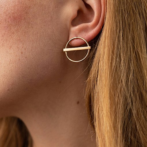 Золотые серьги - пусеты "Баланс" с07788 4