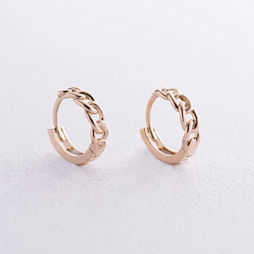 Серьги - кольца "Цепочки" в желтом золоте с08209