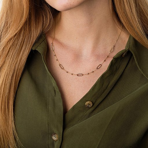 Колье - цепочка "Шарики" в желтом золоте кол02253 11