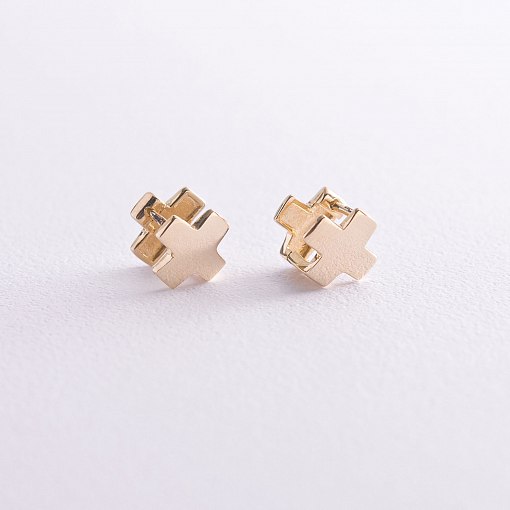 Серьги "Крестики" (желтое золото) с06954 3