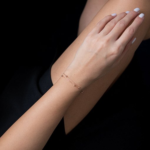 Двойной браслет "Шарики" в красном золоте б04573 2