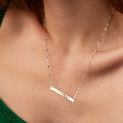 Колье с пластиной для гравировки (белое золото) кол02478 2
