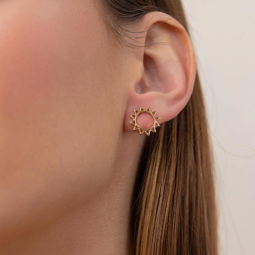 Золотые серьги - пусеты "Солнце" с07856 13