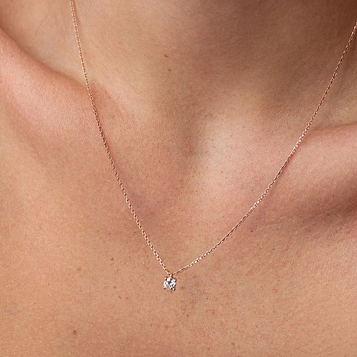 Золоте кольє з одним каменем (діамант) колб0113di 2