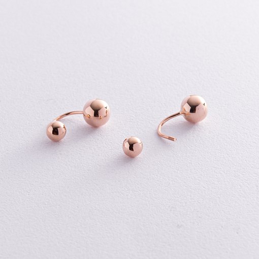 Серьги "Шарики" в красном золоте с08255 5