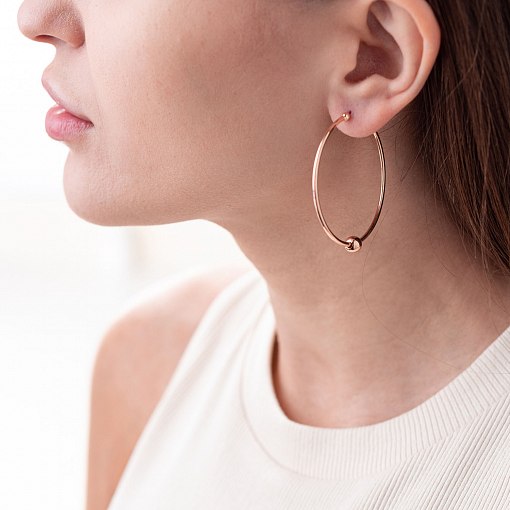 Серьги - кольца "Гармония" в красном золоте с07340 3