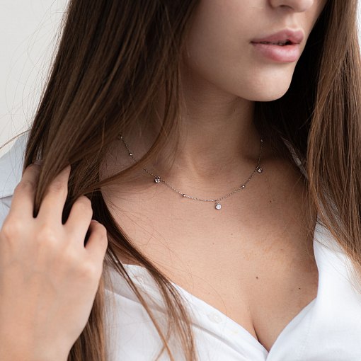 Кольє в білому золоті (фіаніти) кол01635