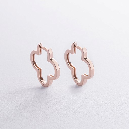 Серьги "Клевер" в красном золоте с06972 3