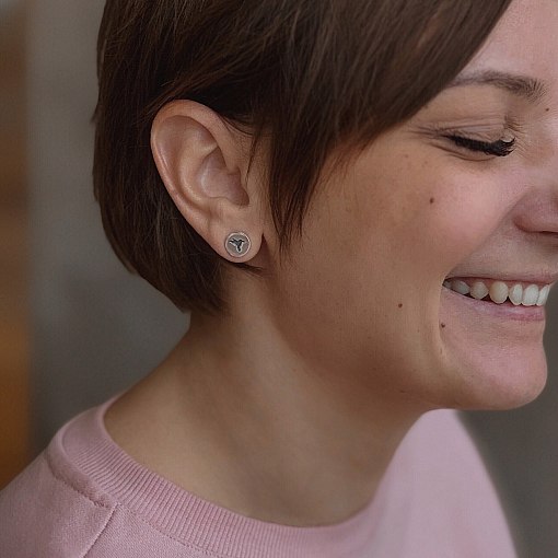 Серьги - пусеты "Колибри" в белом золоте с06704 3