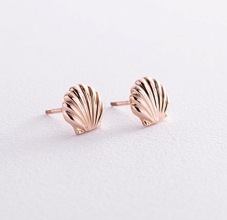 Серьги - пусеты "Ракушки" в белом золоте с08463 №5