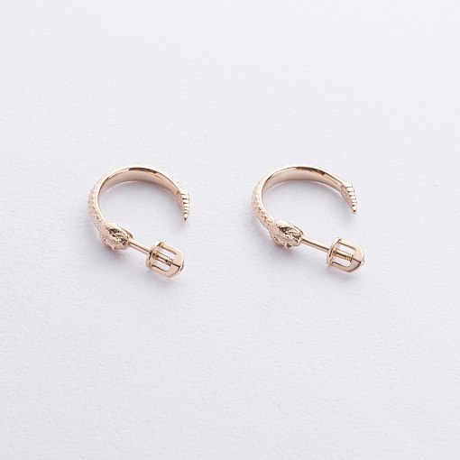 Серьги - пусеты "Гремучие змеи" в желтом золоте с09078 3