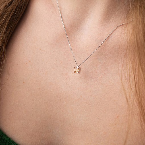 Золотое колье "Альма" (оранжевый фианит) кол02372 2