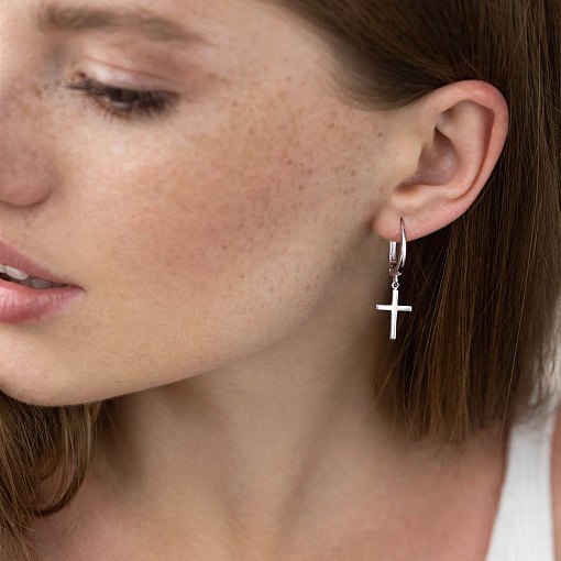 Серьги "Крестики" (белое золото) с06995 5