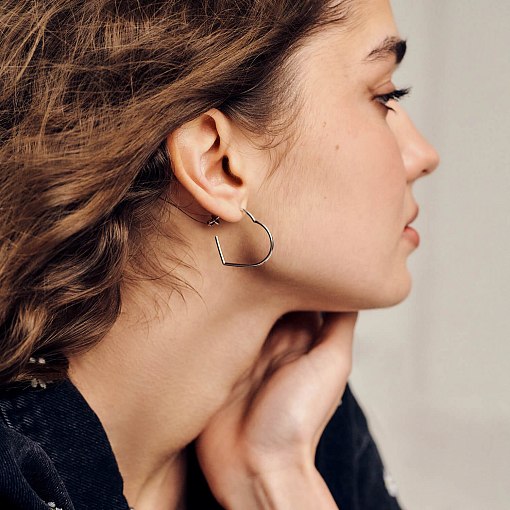 Золотые серьги - пусеты "Сердечки" с07981 10