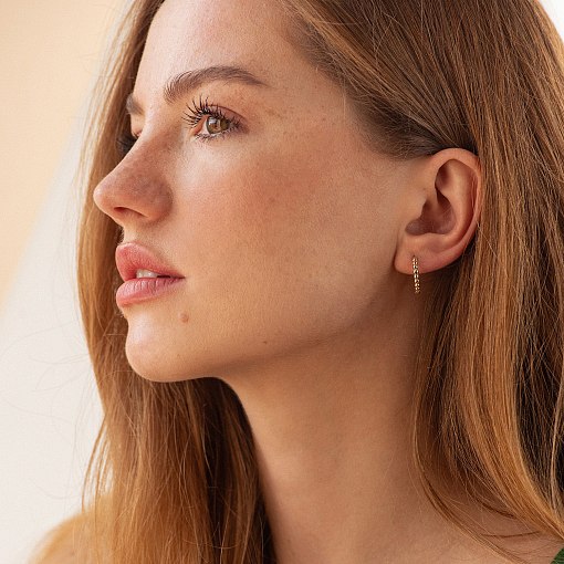 Серьги - кольца в желтом золоте (шарики) с09045 2